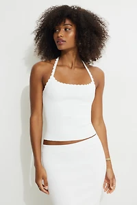 Scalloped Knit Halter Top