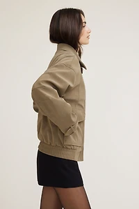 Oversized Faux Suede Aviator Jacket