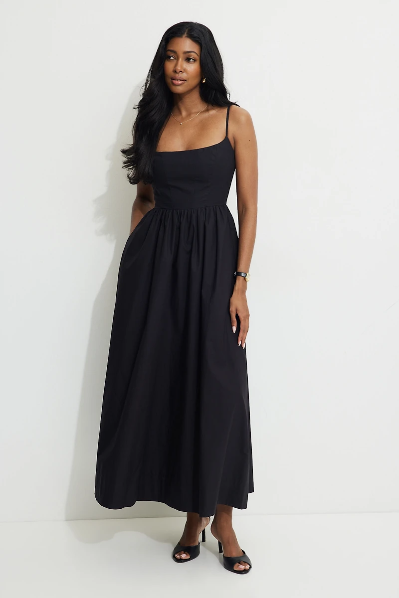 Bustier Poplin Maxi Dress