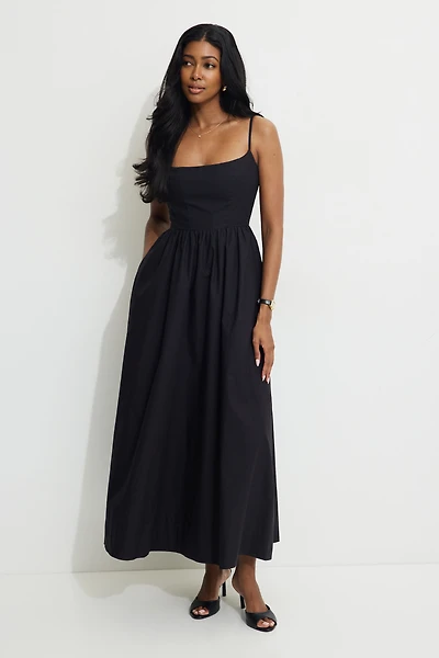 Robe bustier maxi en popeline