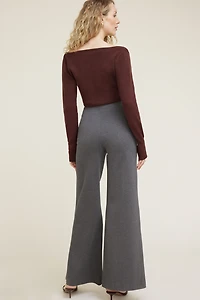 Pantalon à jambe large en tricot point de Rome