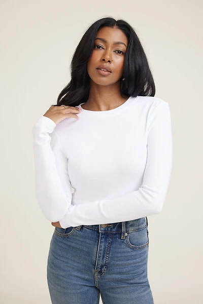 T-shirt à manches longues ajusté en coton