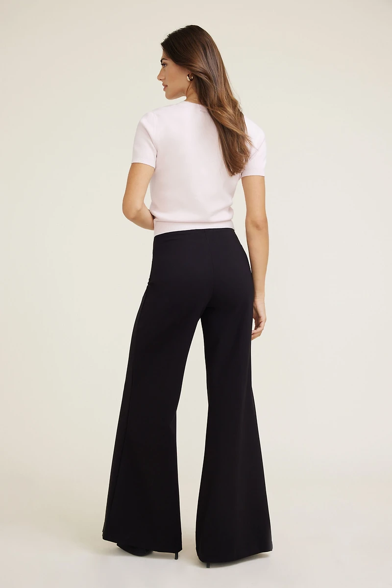 Pantalon à jambe large en tricot point de Rome