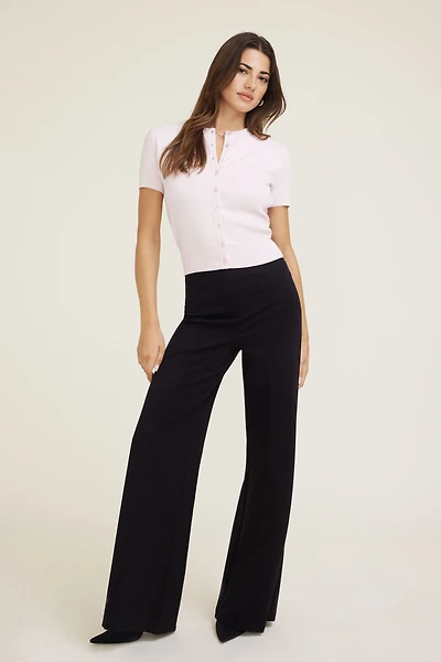 Pantalon à jambe large en tricot point de Rome