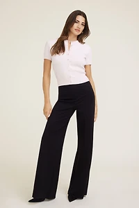 Pantalon à jambe large en tricot point de Rome