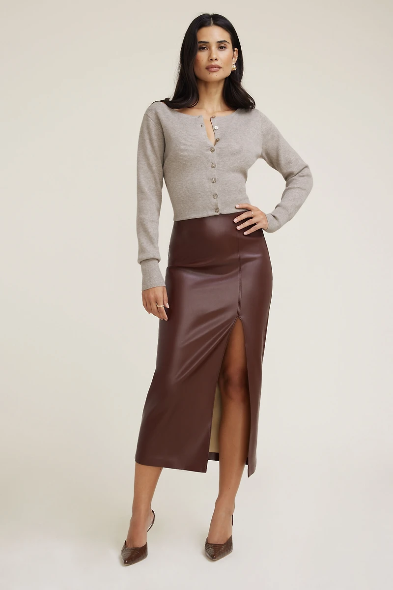 Marlow Faux Leather Midi Skirt