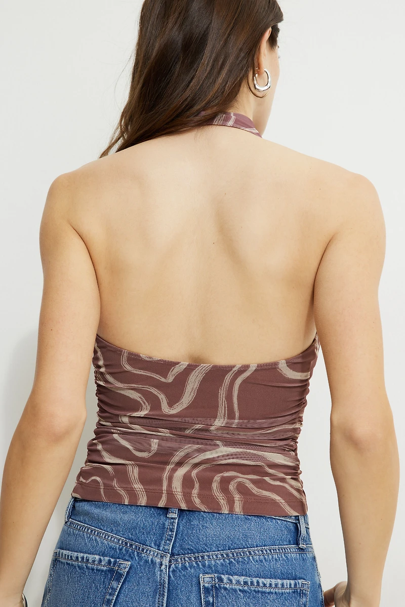Draped Mesh Halter Top