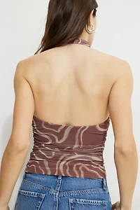 Draped Mesh Halter Top