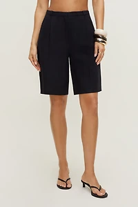 Linen Long Pleated Shorts