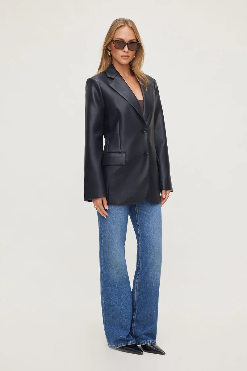 Oversized Faux Leather Blazer