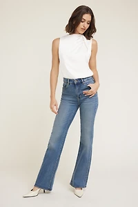 Mock Neck Satin Blouse