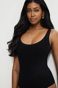 Ribbed Scoop Neck Bodysuit