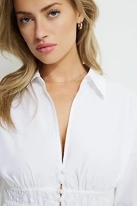 Shirred Poplin Shirt