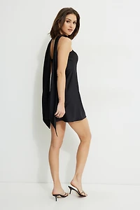 Satin Mini Tube Dress With Scarf