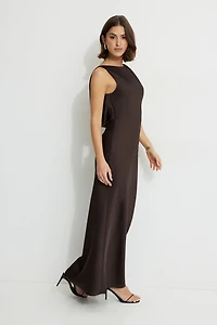 Open Back Satin Maxi Slip Dress