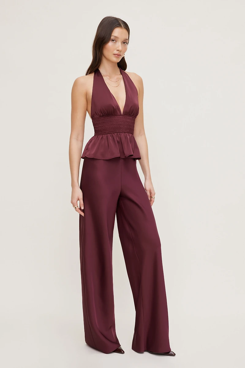 Haut licou à col plongeant en satin