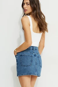 High Rise Denim Mini Skirt