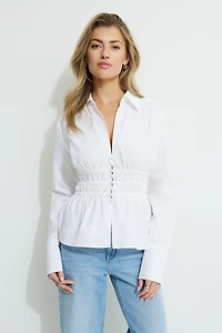 Shirred Poplin Shirt