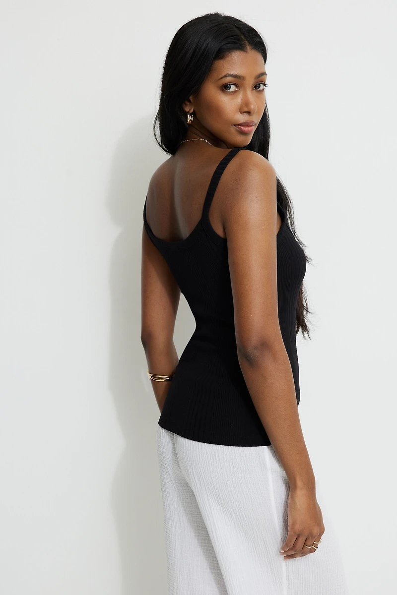Camisole à côtes panachées