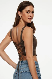 Haut corset à col carré