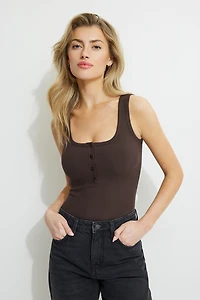 Ribbed Henley Bodysuit