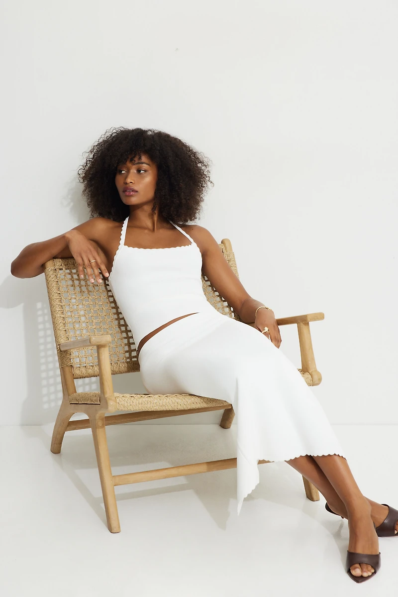 Jupe maxi en tricot à ourlet ondul