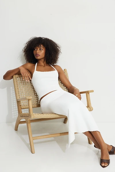 Jupe maxi en tricot à ourlet ondul
