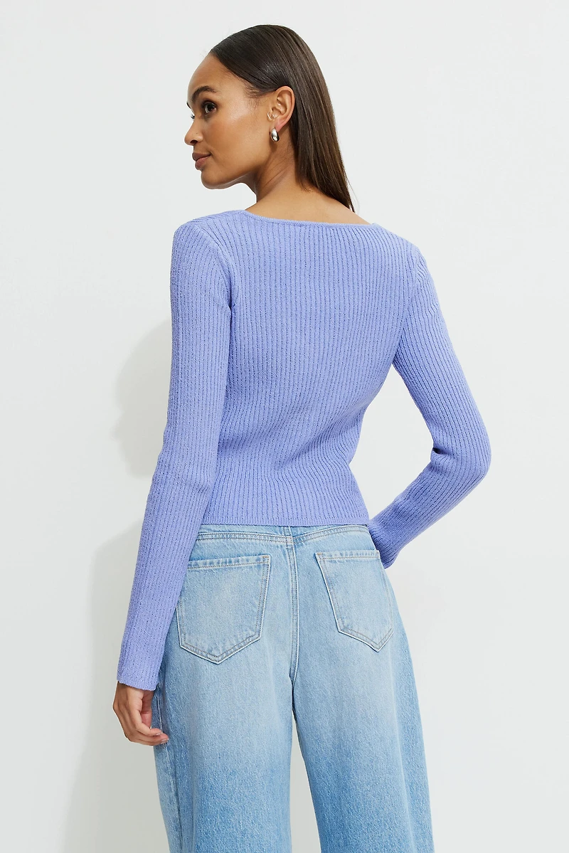 Cardigan côtelé à col en V Mila