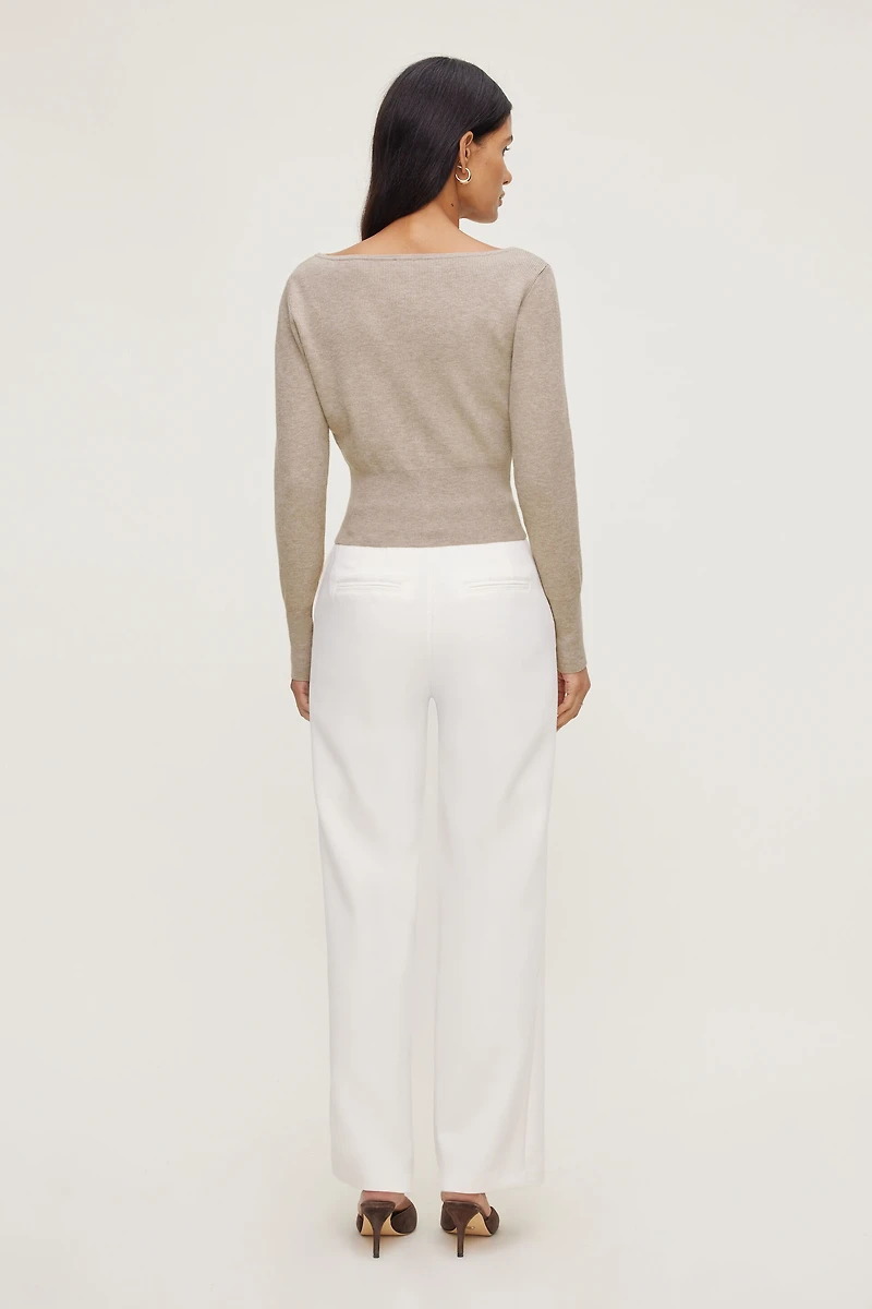Pantalon surpiqué à jambe droite