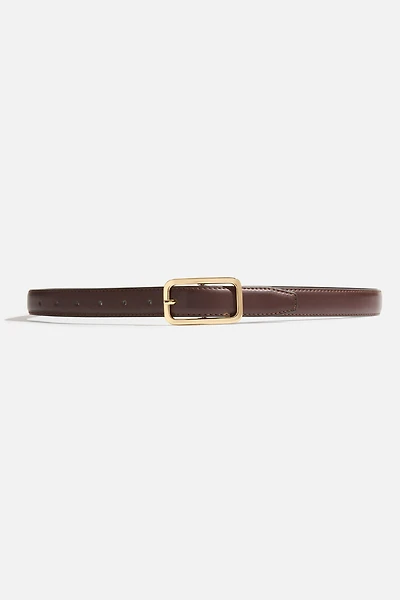 Rounded Rectangle Slim Faux Leather Belt
