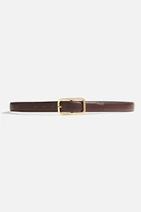 Rounded Rectangle Slim Faux Leather Belt