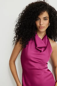Halter Satin Mini Dress