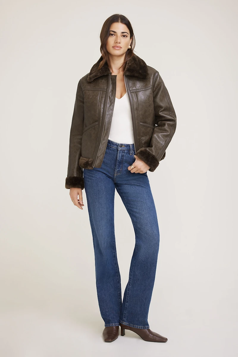 Faux Shearling Aviator Jacket