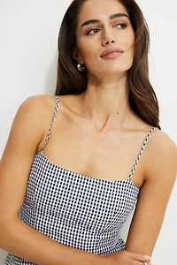 Gingham Peplum Tank Top