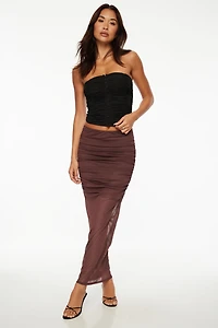 Jupe maxi froncée en maille