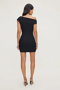 Ruched Off Shoulder Crepe Mini Dress