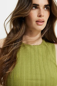 Shirred Textured Maxi Dress