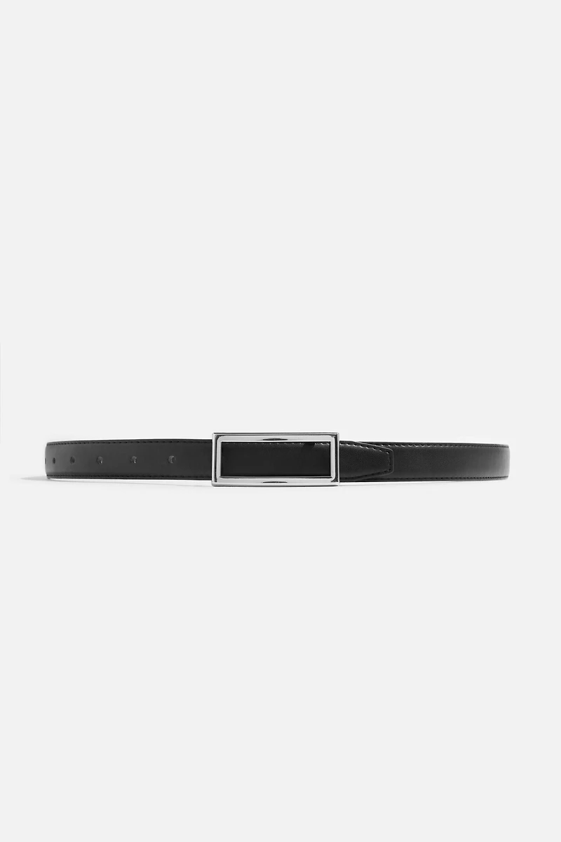 Square Slim Faux Leather Belt
