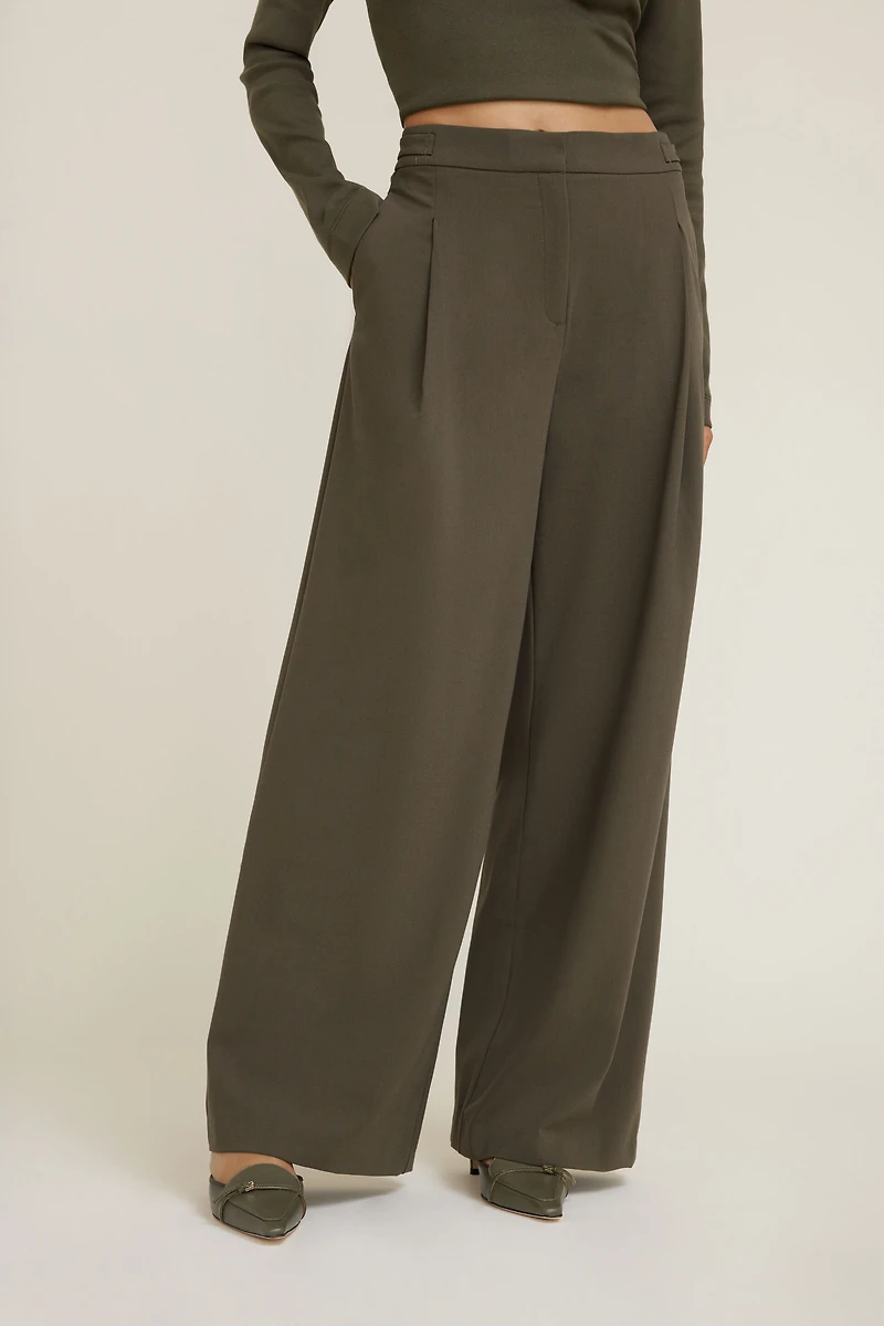 Pantalon plissé à jambe large Leni