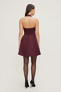 Amaya Satin Halter Mini Dress