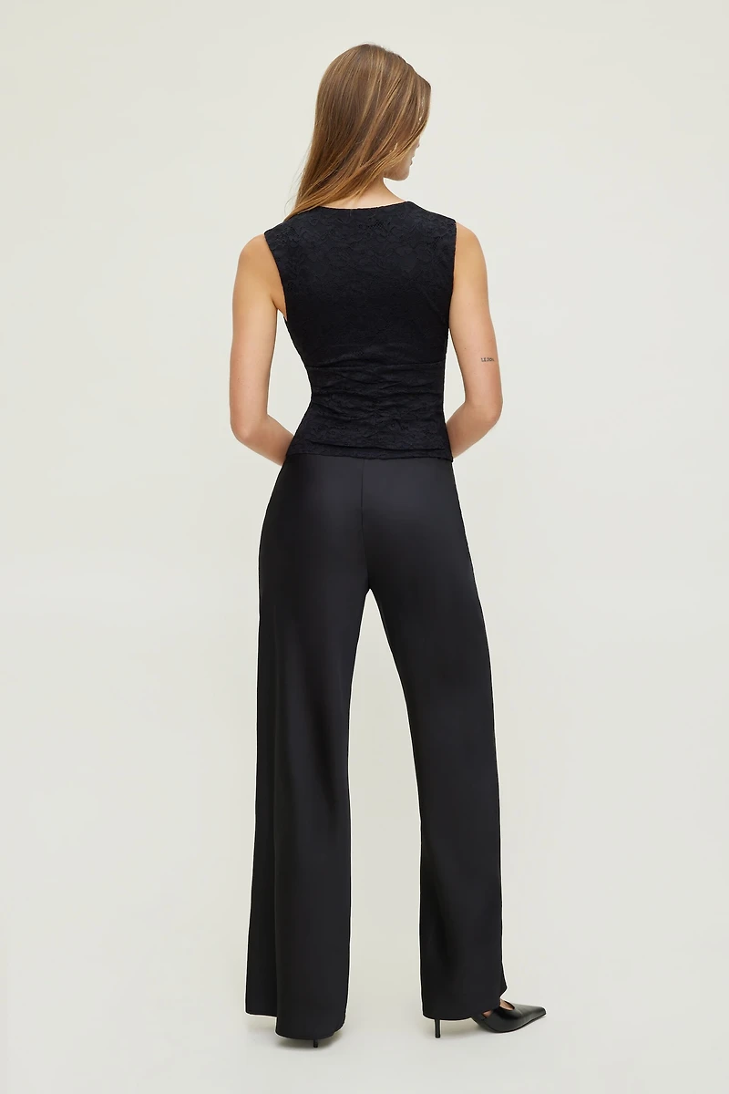 Shirred Lace Tank Top