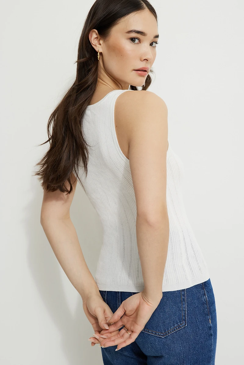 Camisole en pointelle à col échancr