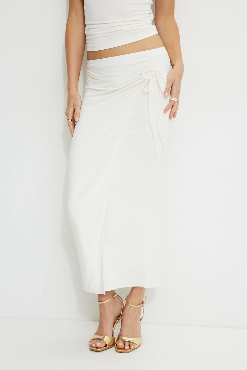 Jupe maxi portefeuille en jersey