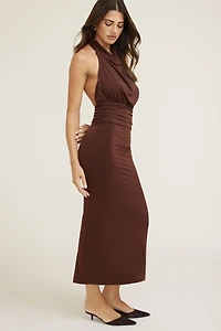 Robe maxi à col châle licou Sculpt