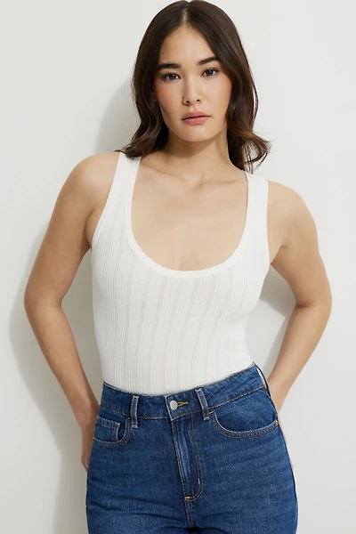Camisole en pointelle à col échancr