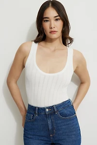 Camisole en pointelle à col échancr