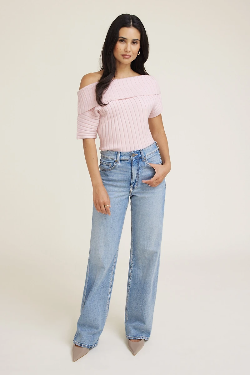 Ribbed Off Shoulder Sweater