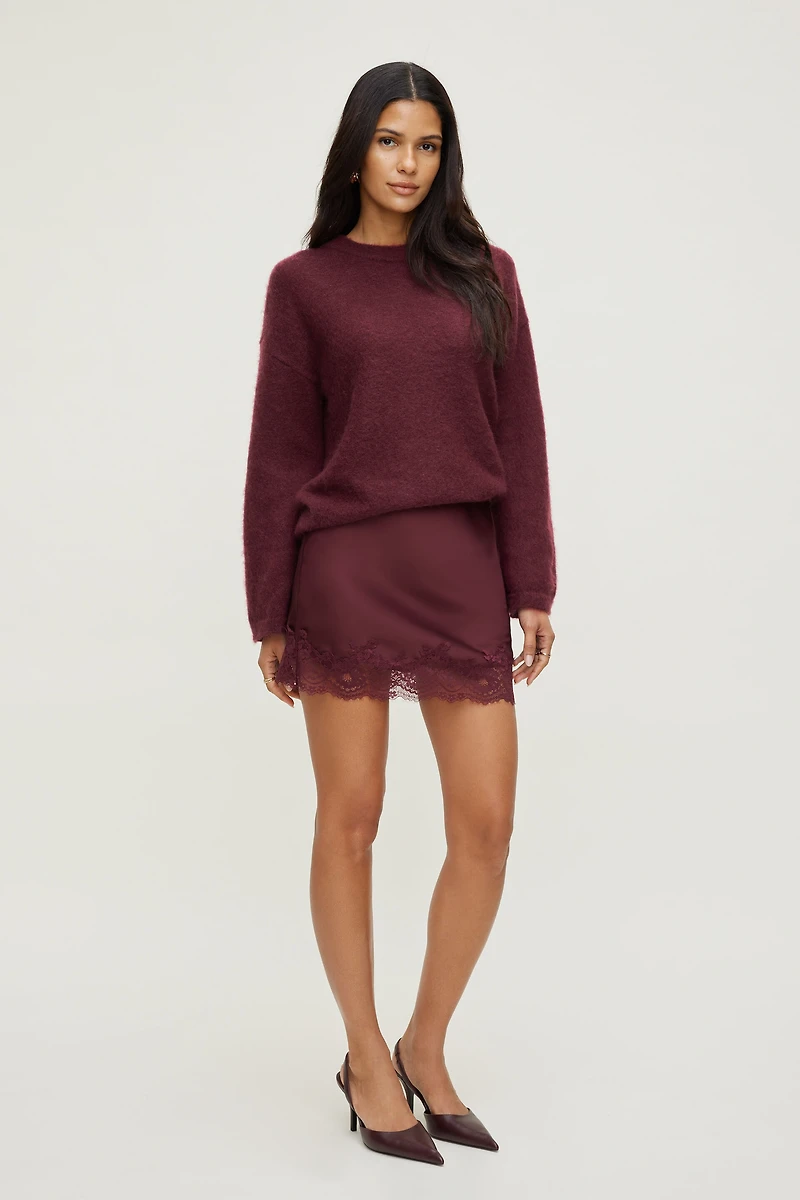 Lace Satin Mini Skirt