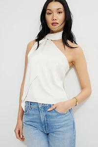 Haut en satin à écharpe au cou