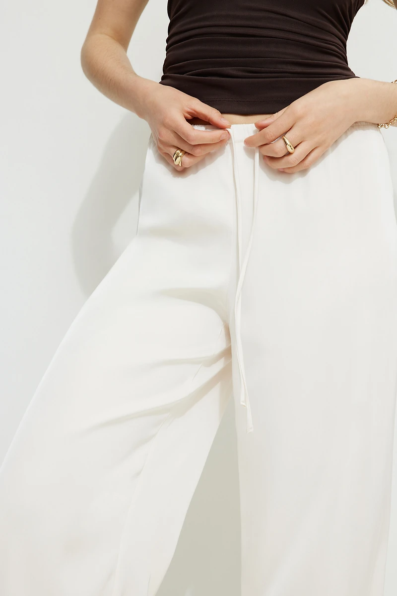 Pantalon Leo en satin à jambe large